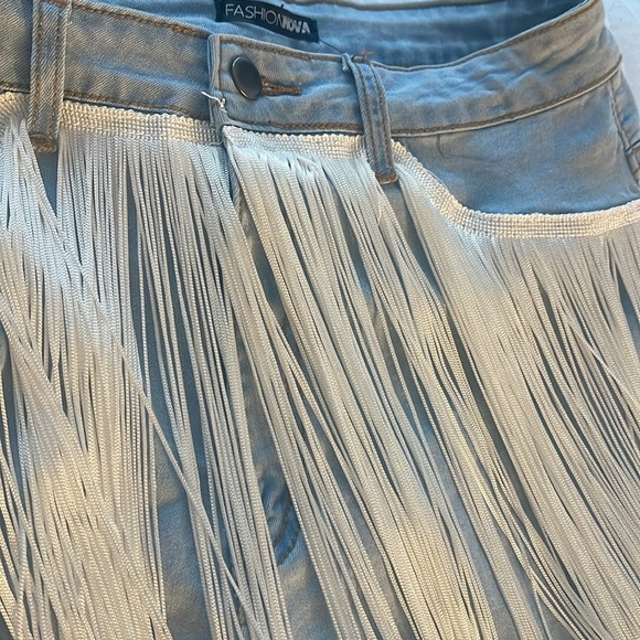 Party Crasher Fringe Denim Shorts- Light Blue Wash - Picture 8 of 8